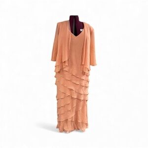Elegant Peach Layered Dress